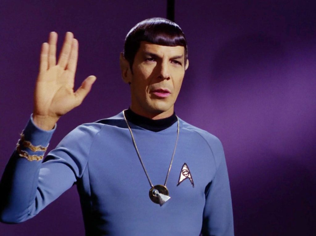 Spock wearing IDIC medallion